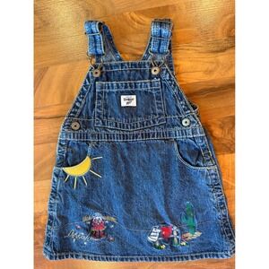 OshKosh B'gosh Denim Overalls Dress 18 Mos Western Applique Sun Pocket vest back
